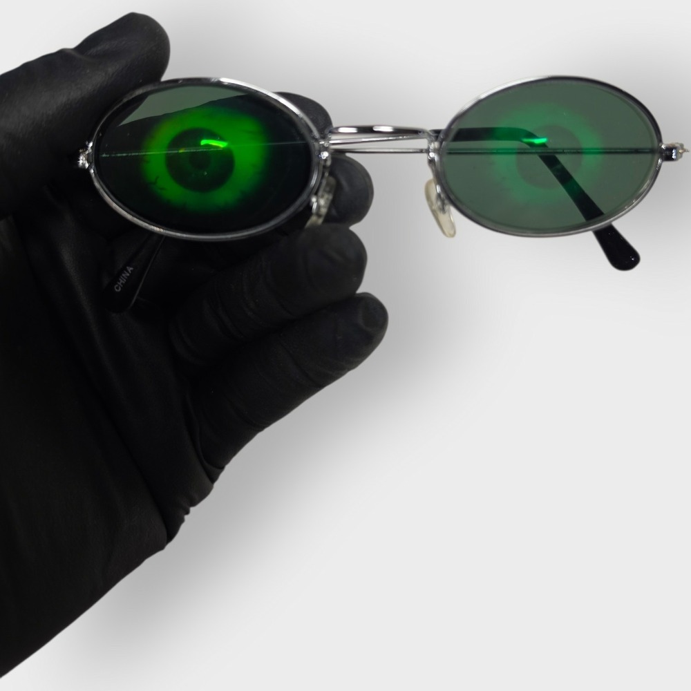 NEW 90s ROUND Slim EYES Hologram Sunglasses, Unworn Original Vintage Glasses NOS